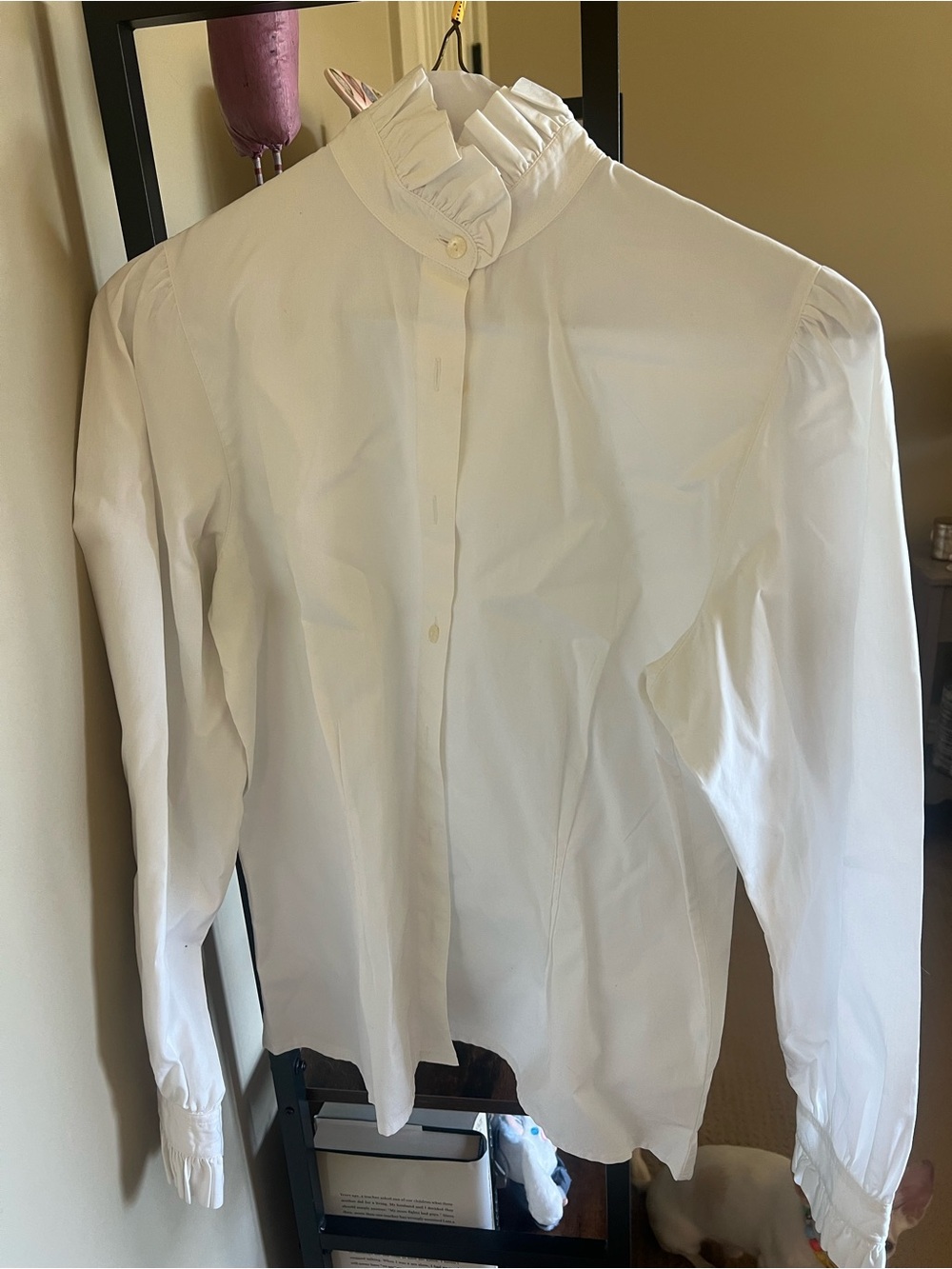 White Ruffled Stand-Collar Men's Shirt